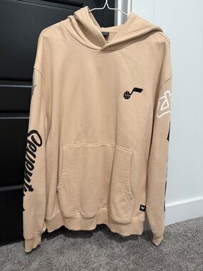 Utah Jazz Beige Hooded Pullover Sweatshirt